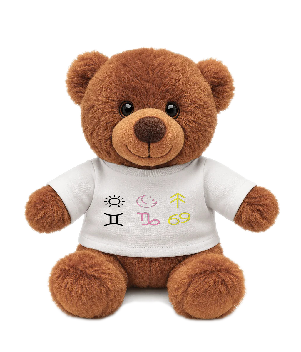 Brown Personalised Teddy Bear – Zodiac or City Design