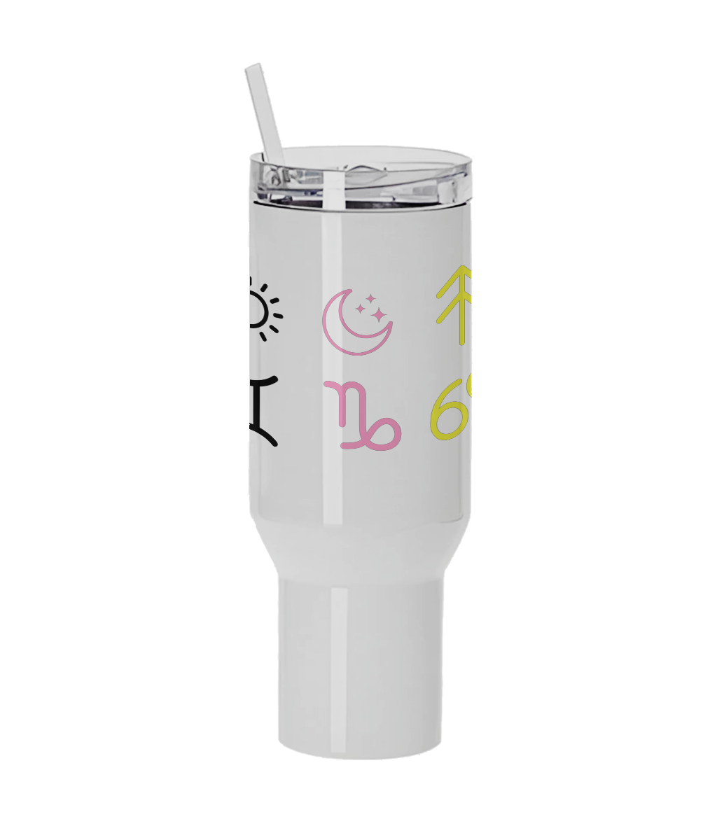 Custom Big Three Astrology Travel Mug – Zodiac Sun, Moon & Rising Sign Stainless Steel Cup