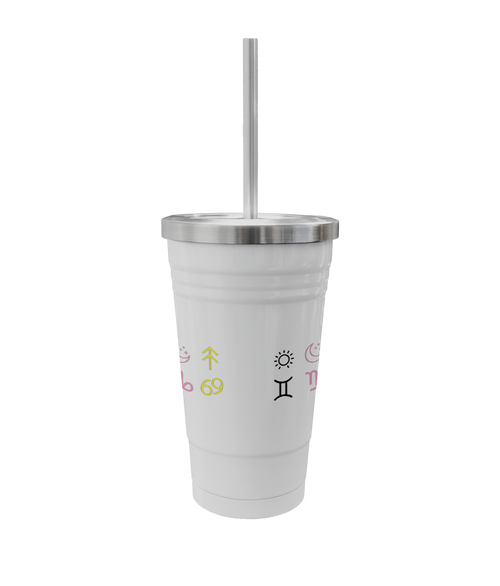 Stainless Steel Zodiac Tumbler – 16oz with Straw