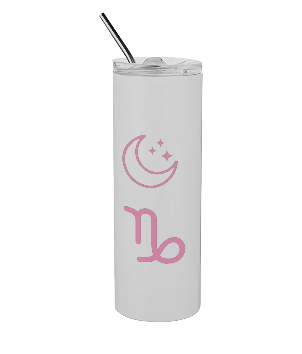 600ml White Stainless Steel Tumbler with Straw The Big Three Collection