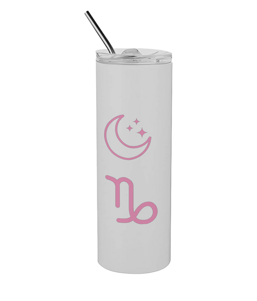 600ml White Stainless Steel Tumbler with Straw The Big Three Collection