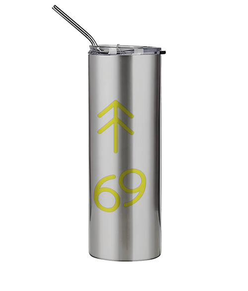600ml Silver Stainless Steel Tumbler with Straw The Big Three Collection