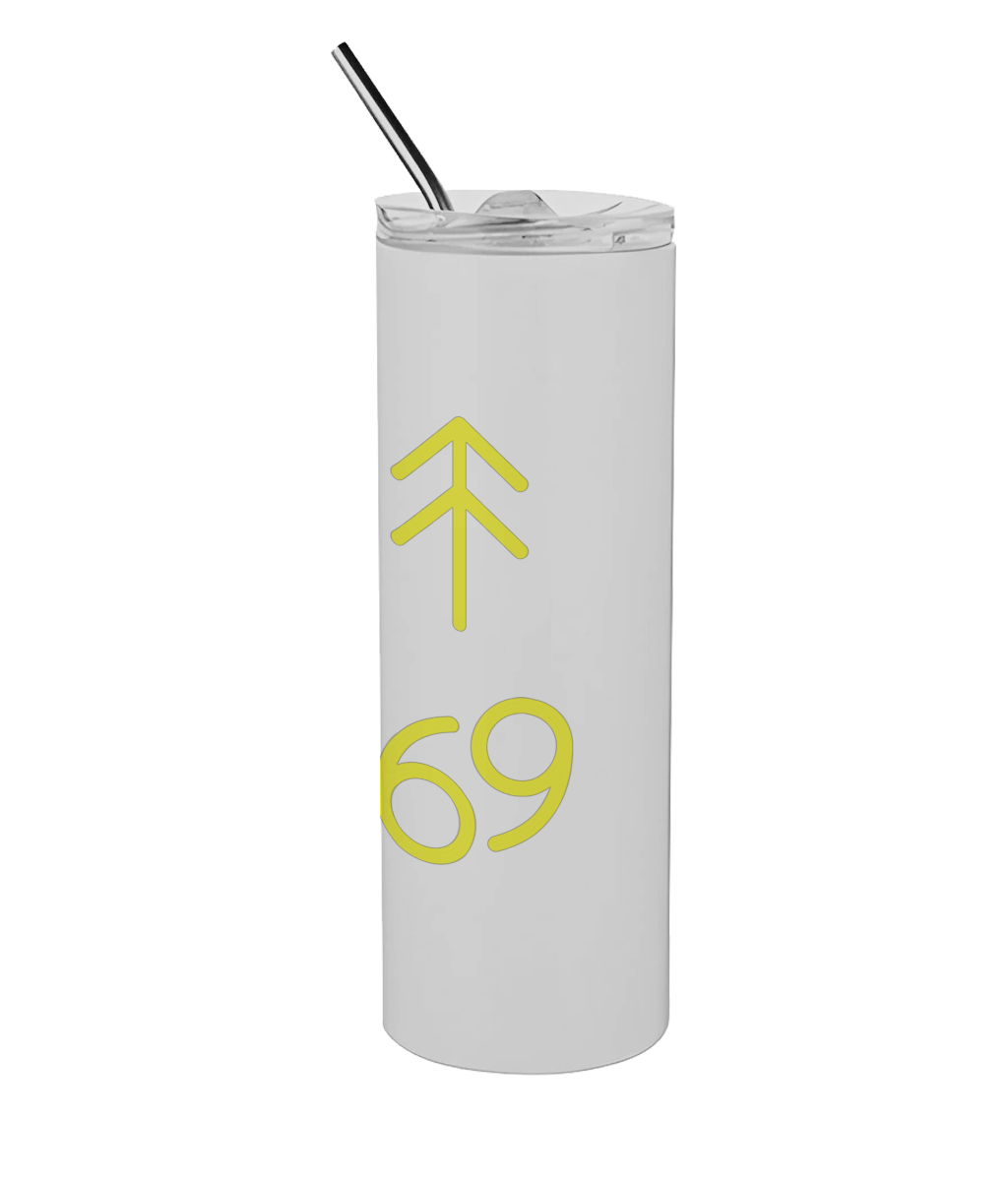 600ml White Stainless Steel Tumbler with Straw The Big Three Collection
