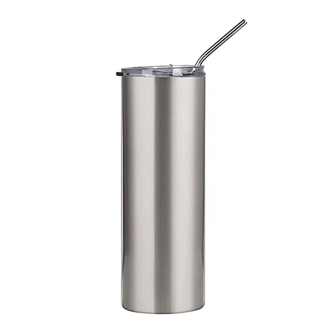 600ml Silver Stainless Steel Tumbler with Straw The Big Three Collection